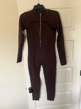 Sunzel Long-Sleeve One-Piece Jumpsuit in Deep Brown